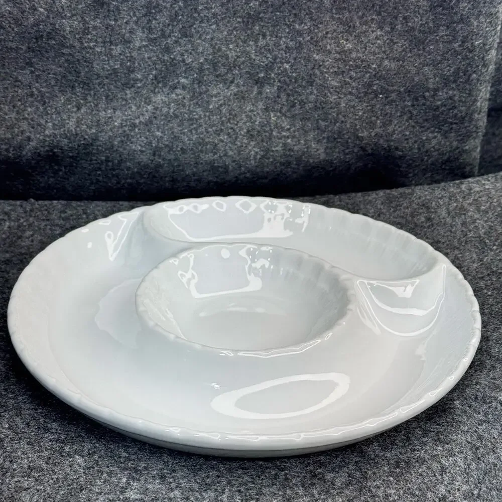 BIA Cordon Bleu White Smooth 3-Part Serving Tray Dish 9 1/4” Discontinued